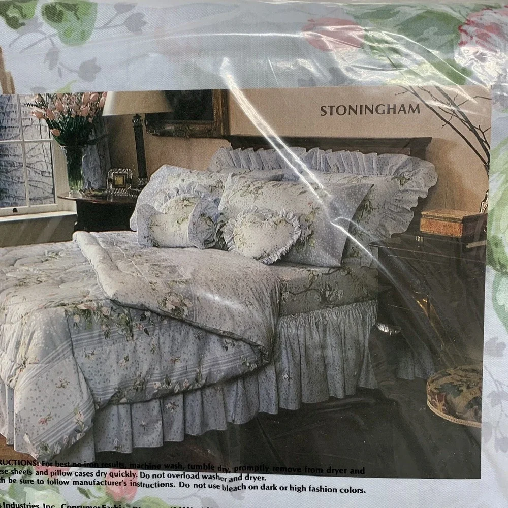 Vtg Springmaid No Iron Percale Double Fitted Sheet Pretty Foral Made USA NOS NEW